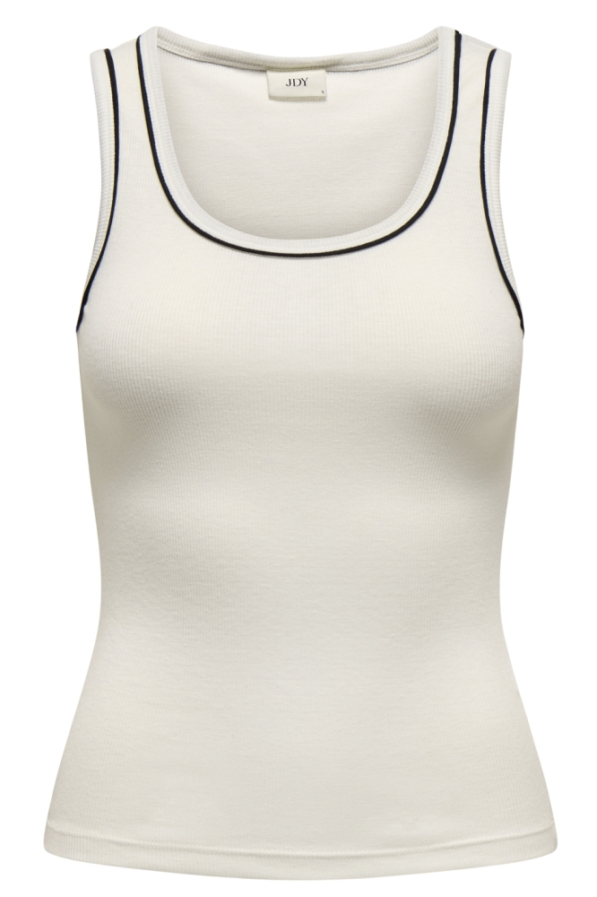 JDYASTA LIFE S/L CONTRAST TANK TOP 15351649 CLOUD DANCER/BLACK PIPING